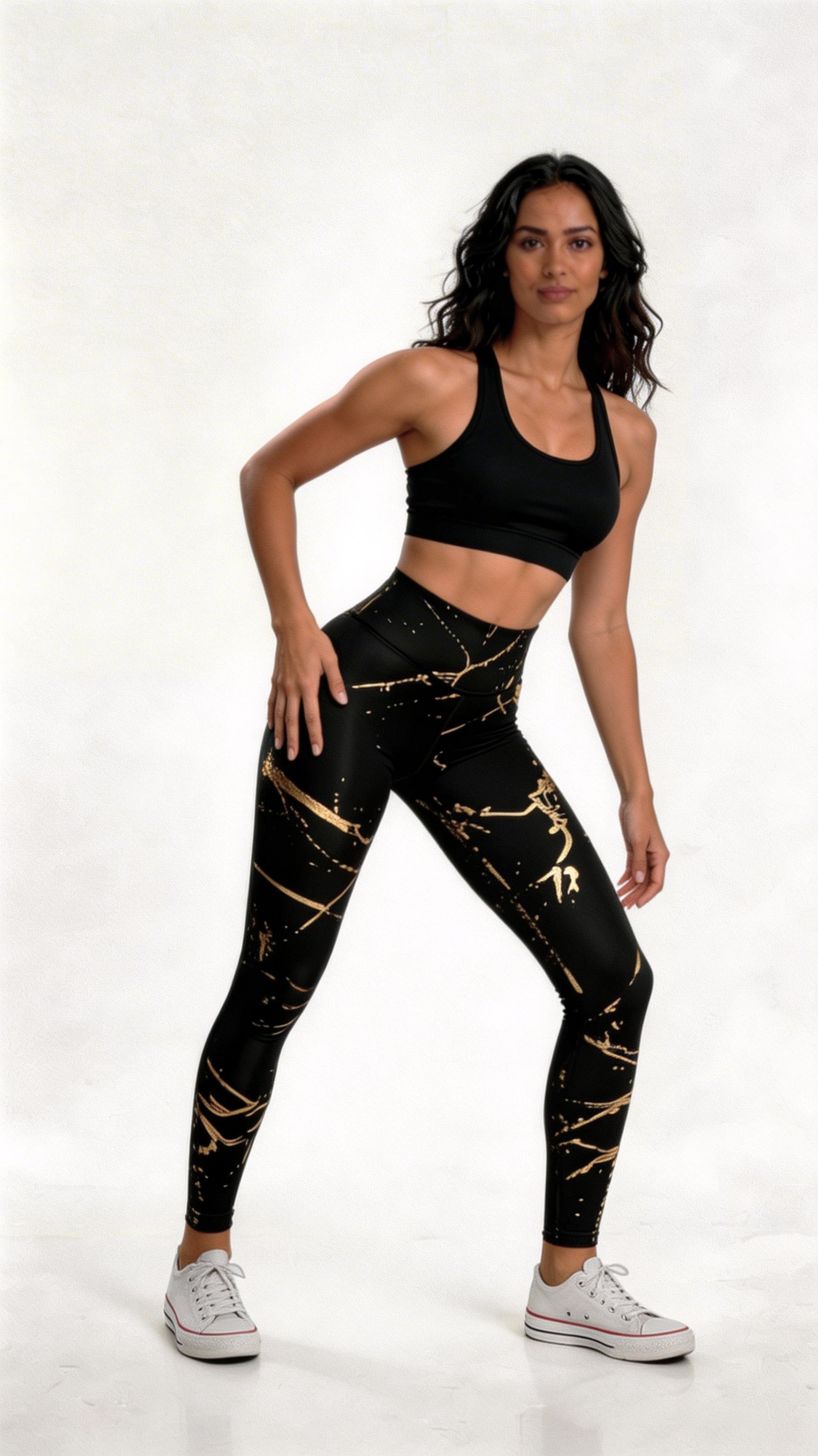 Veluxa Black Gold Marble Leggings
